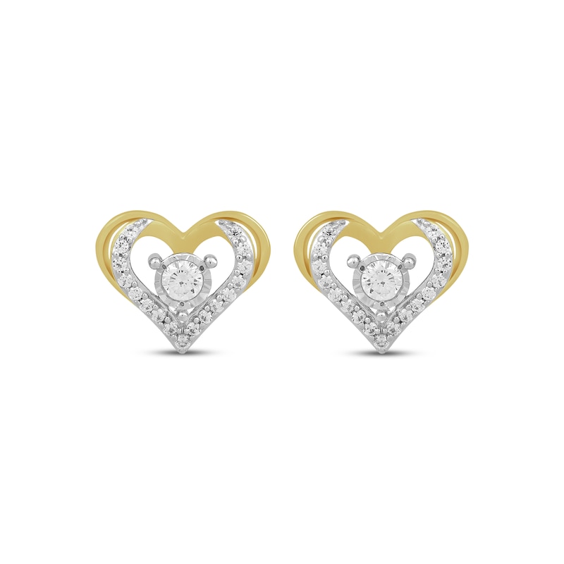 Main Image 2 of Diamond Open Heart Stud Earrings 1/4 ct tw 10K Yellow Gold