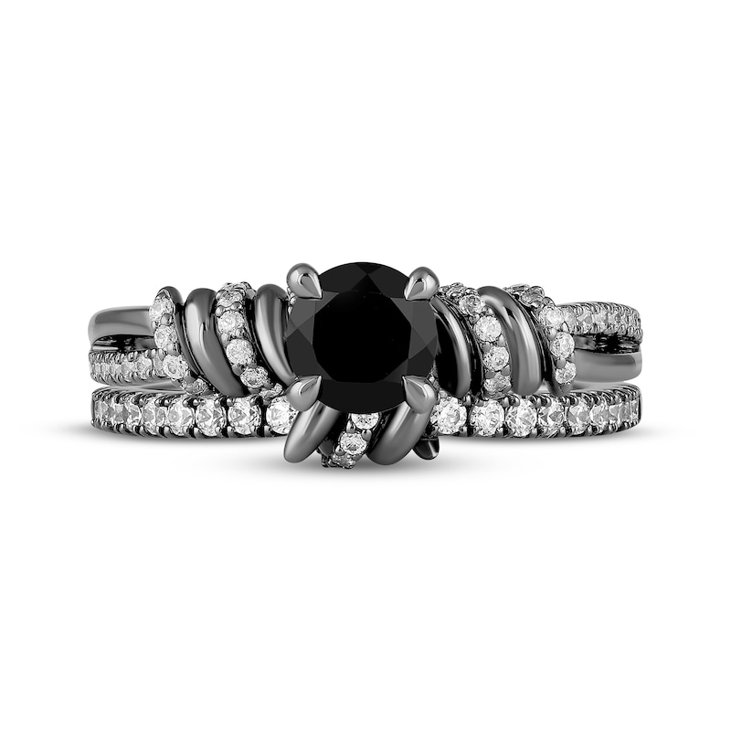 Main Image 1 of Ink & Ice Round-Cut Black & White Diamond Bridal Set 1-7/8 ct tw Black Rhodium-Plated 14K White Gold