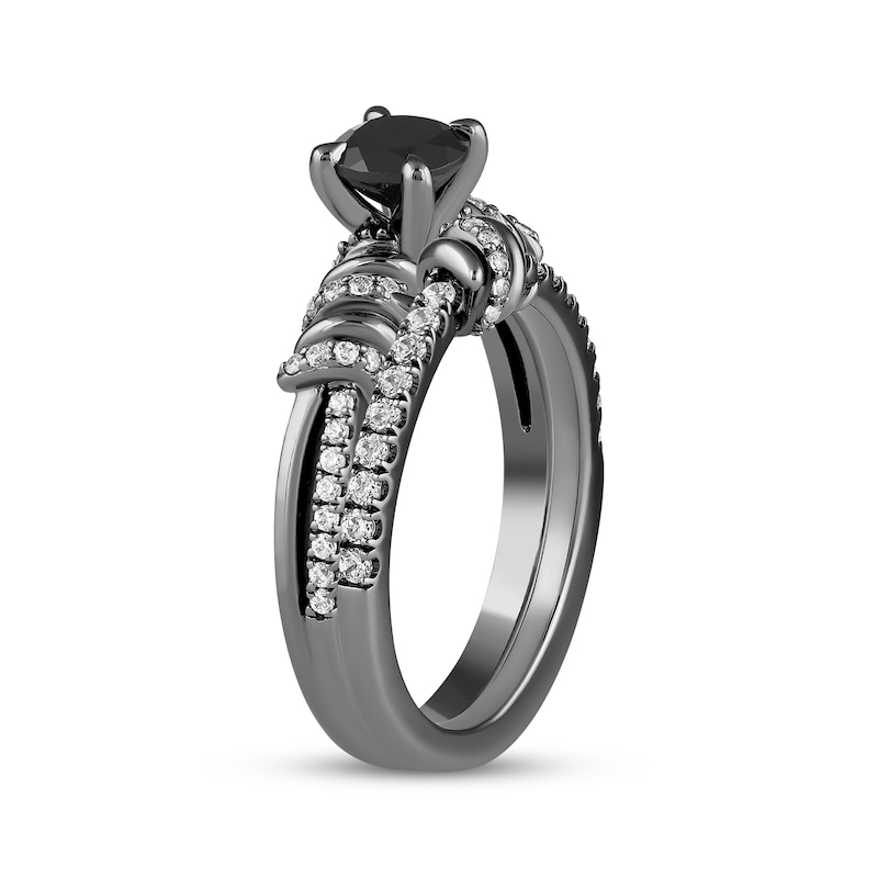 Main Image 2 of Ink & Ice Round-Cut Black & White Diamond Bridal Set 1-7/8 ct tw Black Rhodium-Plated 14K White Gold