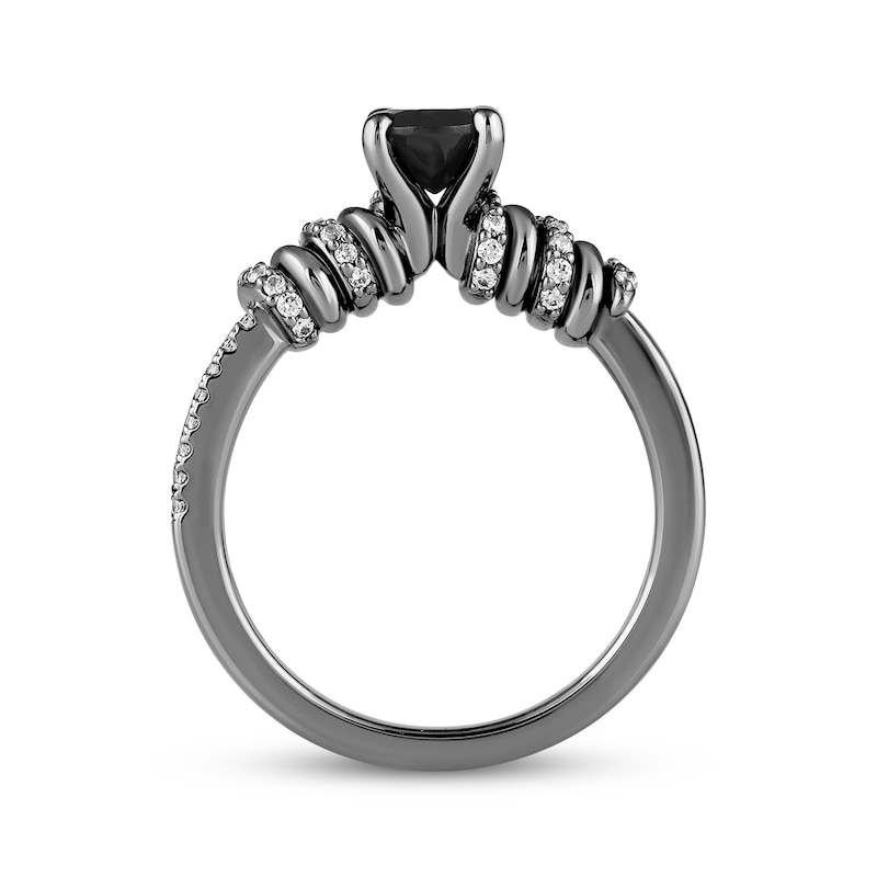 Main Image 3 of Ink & Ice Round-Cut Black & White Diamond Twist Engagement Ring 1-3/4 ct tw Black Rhodium-Plated 14K White Gold