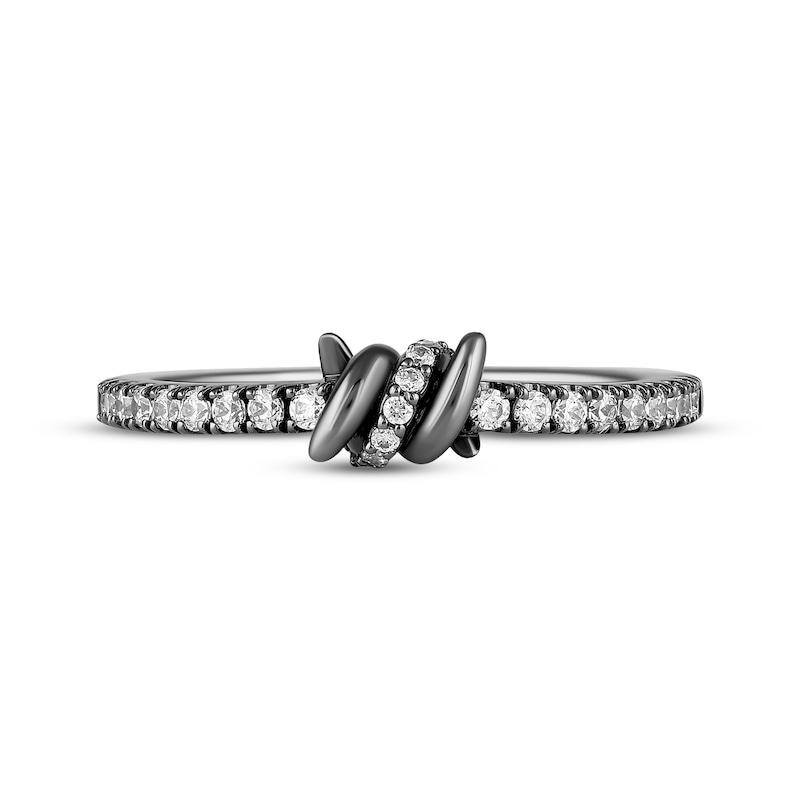 Main Image 4 of Ink & Ice Diamond Twist Wedding Band 1/4 ct tw Black Rhodium-Plated 14K White Gold