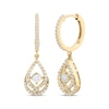 Thumbnail Image 1 of Love Entwined Diamond Dangle Hoop Earrings 1/3 ctw 10K Yellow Gold