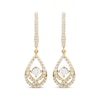 Thumbnail Image 2 of Love Entwined Diamond Dangle Hoop Earrings 1/3 ctw 10K Yellow Gold