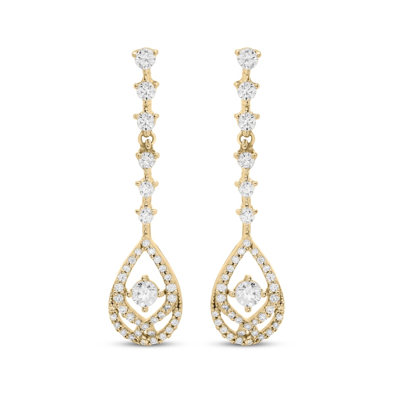 Main Image 2 of Love Entwined Diamond Drop Earrings 1/2 ctw 10K Yellow Gold