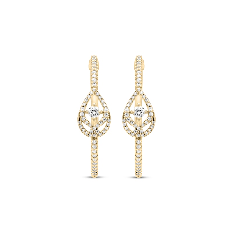 Main Image 2 of Love Entwined Diamond Hoop Earrings 3/8 ctw 10K Yellow Gold