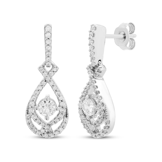 Love Entwined Diamond Dangle Earrings 1 ct tw 10K White Gold