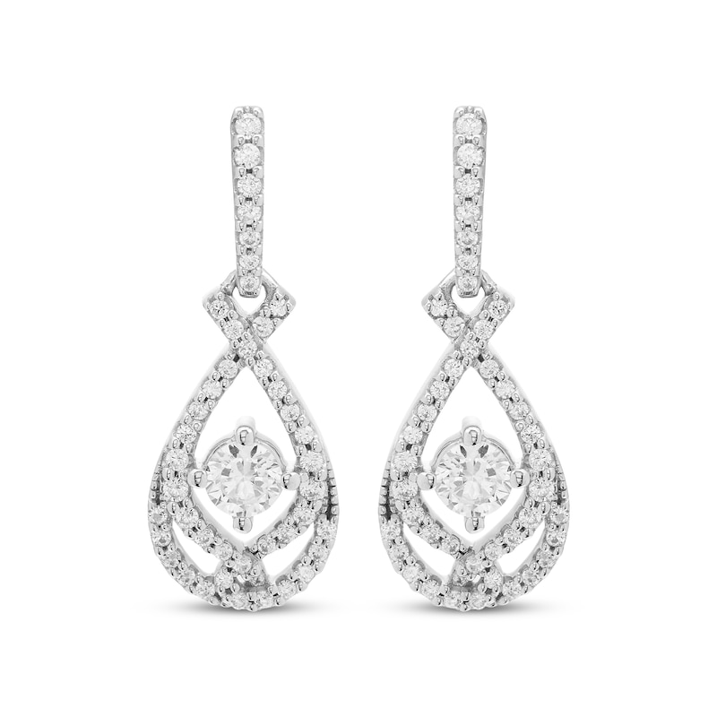 Main Image 2 of Love Entwined Diamond Dangle Earrings 1 ct tw 10K White Gold