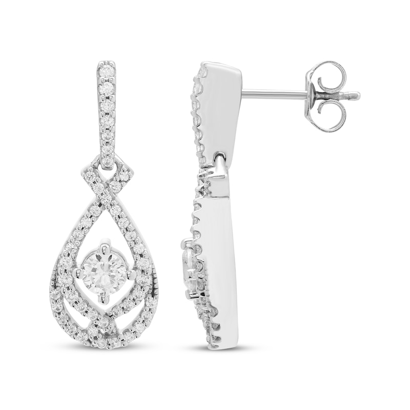 Main Image 3 of Love Entwined Diamond Dangle Earrings 1 ct tw 10K White Gold