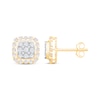 Thumbnail Image 3 of Multi-Diamond Cushion Frame Stud Earrings 1 ct tw 10K Yellow Gold