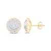 Thumbnail Image 2 of Multi-Diamond Circle Halo Stud Earrings 1 ct tw 10K Yellow Gold