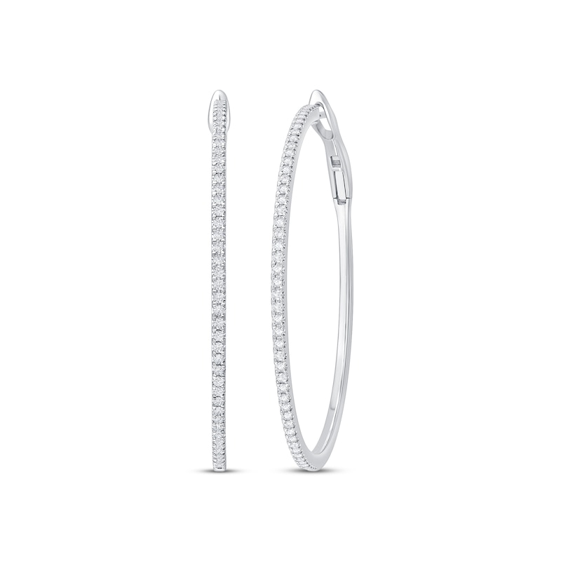 Main Image 1 of Diamond Hoop Earrings 1-1/2 ct tw 10K White Gold 57mm