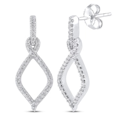 Diamond Twist Dangle Earrings 1/4 ct tw 10K White Gold