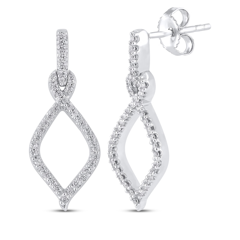 Main Image 1 of Diamond Twist Dangle Earrings 1/4 ct tw 10K White Gold