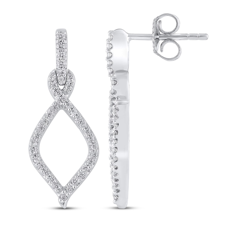 Main Image 3 of Diamond Twist Dangle Earrings 1/4 ct tw 10K White Gold