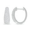 Thumbnail Image 3 of Diamond Cobblestone Tapered Hoop Earrings 1 ct tw 10K White Gold