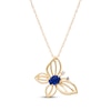 Thumbnail Image 0 of Oval-Cut Blue Sapphire & Diamond Accent Butterfly Necklace 10K Yellow Gold 18"