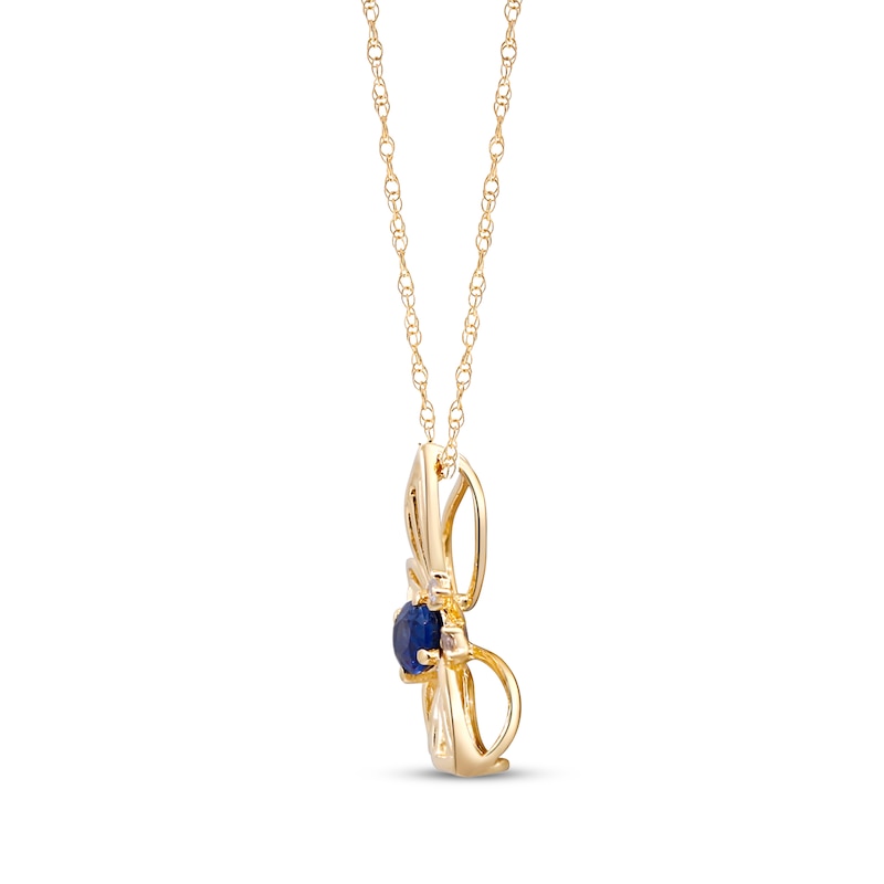 Oval-Cut Blue Sapphire & Diamond Accent Butterfly Necklace 10K Yellow Gold 18"