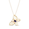 Thumbnail Image 2 of Oval-Cut Blue Sapphire & Diamond Accent Butterfly Necklace 10K Yellow Gold 18"