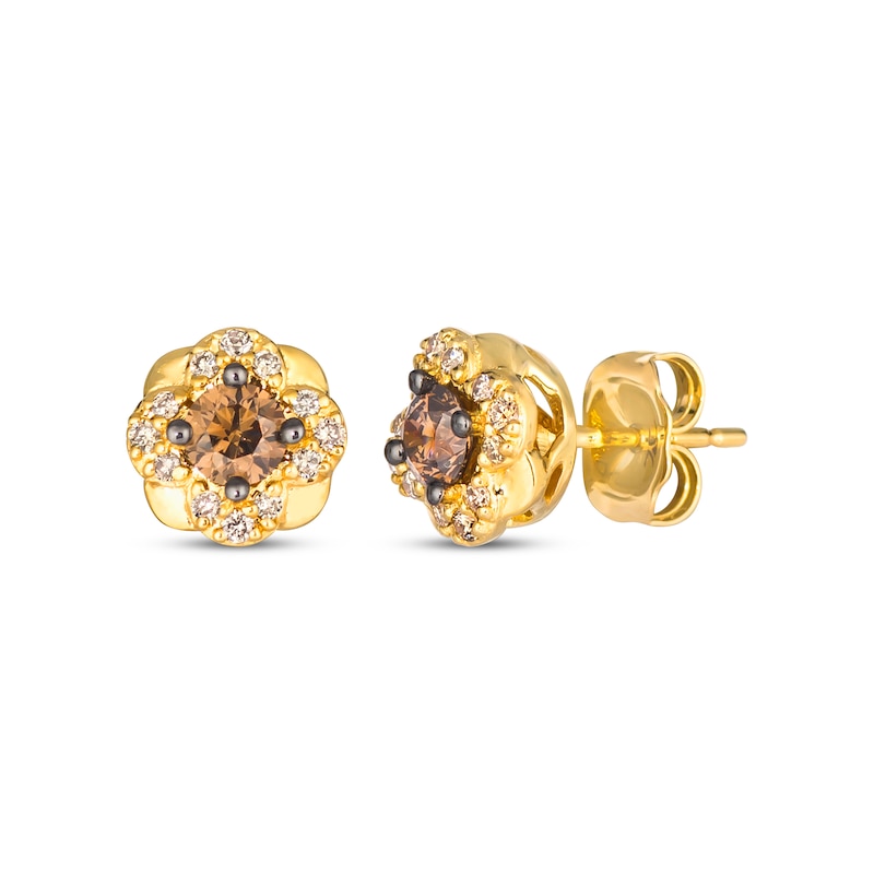 Main Image 1 of Le Vian Diamond Flower Earrings 1/2 ct tw 14K Honey Gold