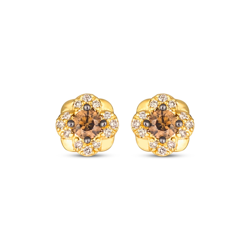 Main Image 2 of Le Vian Diamond Flower Earrings 1/2 ct tw 14K Honey Gold