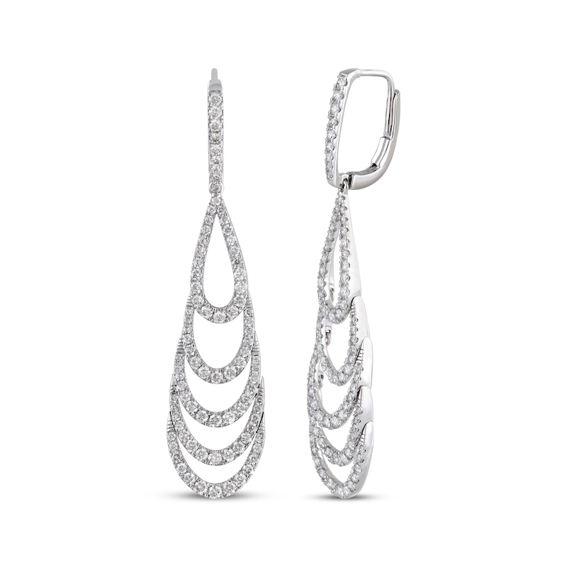 Main Image 1 of Diamond Layered Teardrop Earrings 2 ct tw 10K White Gold