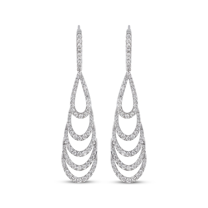 Main Image 2 of Diamond Layered Teardrop Earrings 2 ct tw 10K White Gold