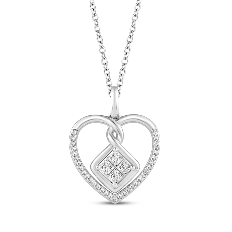 Main Image 1 of Hallmark Diamonds One Love Twisting Heart Necklace 1/3 ct tw Sterling SIlver 18&quot;