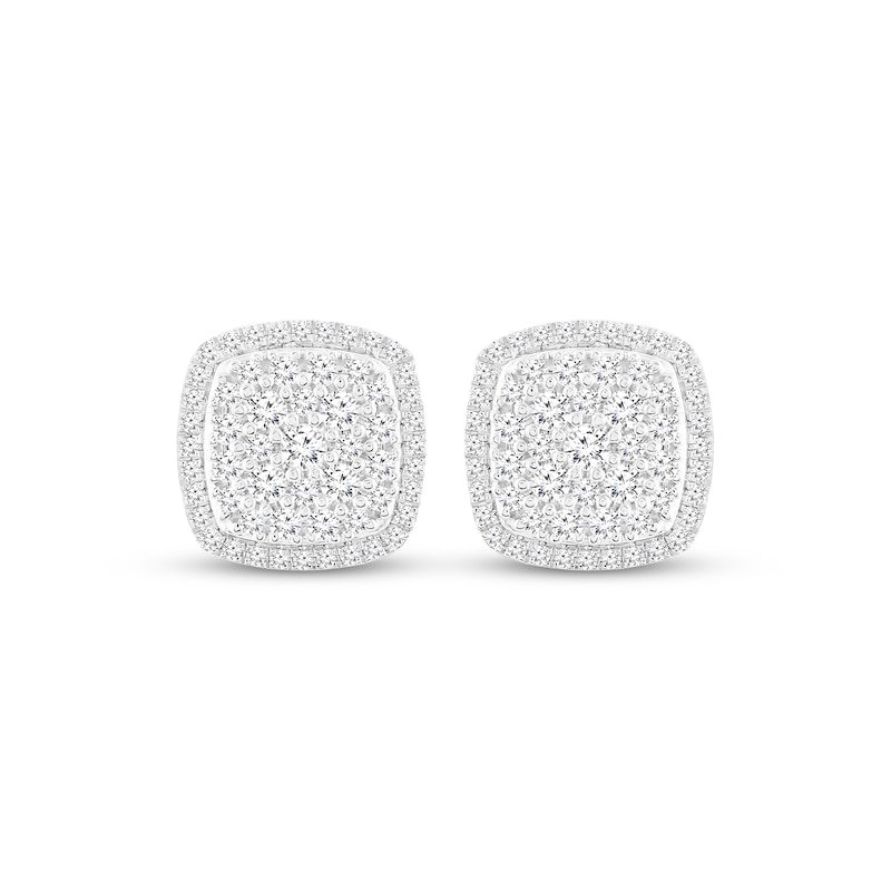 Multi-Diamond Cushion-Shaped Stud Earrings 1 ct tw 10K White Gold | Kay