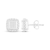 Thumbnail Image 1 of Princess & Round-Cut Multi-Diamond Cushion-Shaped Stud Earrings 1 ct tw 10K White Gold