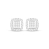 Thumbnail Image 2 of Princess & Round-Cut Multi-Diamond Cushion-Shaped Stud Earrings 1 ct tw 10K White Gold