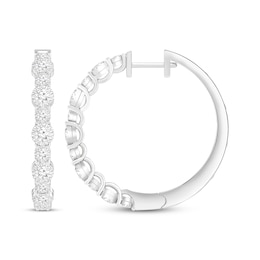 Diamond Alternating Hoop Earrings 1/4 ct tw Sterling Silver