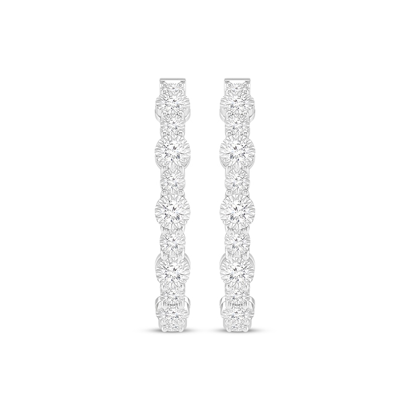 Main Image 2 of Diamond Alternating Hoop Earrings 1/4 ct tw Sterling Silver