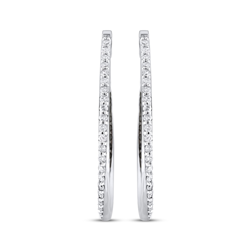 Main Image 2 of Black & White Diamond Inside-Out Hoop Earrings 1 ct tw 10K White Gold