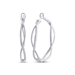 Diamond Twist Hoop Earrings 1/2 ct tw 10K White Gold