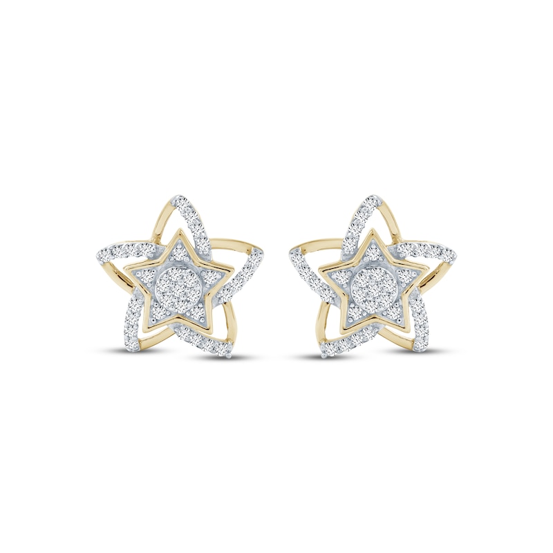 Main Image 2 of Diamond Twisted Star Stud Earrings 1/5 ct tw 10K Yellow Gold