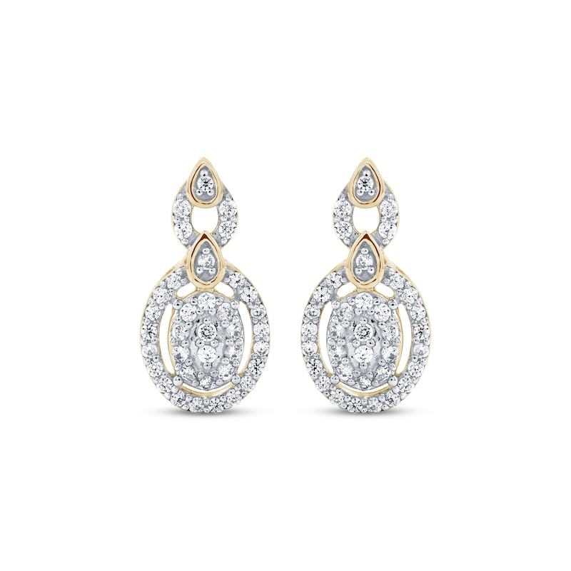 Main Image 2 of Diamond Oval Drop Stud Earrings 1/4 ct tw 10K Yellow Gold