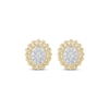 Thumbnail Image 2 of Diamond Oval Beaded Frame Stud Earrings 1/10 ct tw 10K Yellow Gold