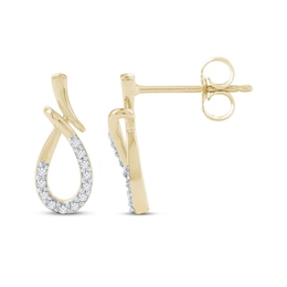 Diamond Teardrop Bypass Earrings 1/15 ct tw 10K Yellow Gold