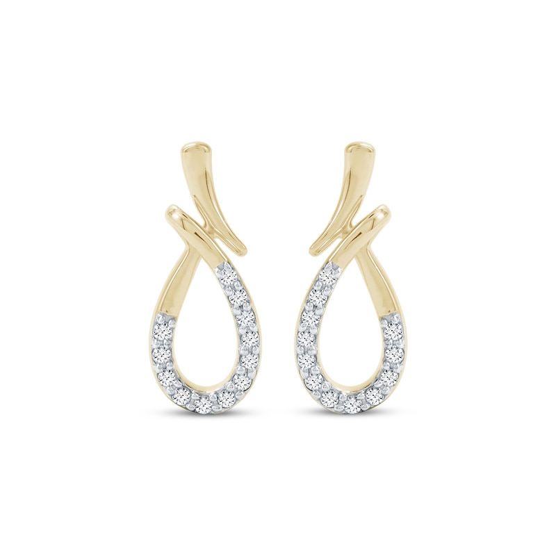 Main Image 2 of Diamond Teardrop Bypass Earrings 1/15 ct tw 10K Yellow Gold