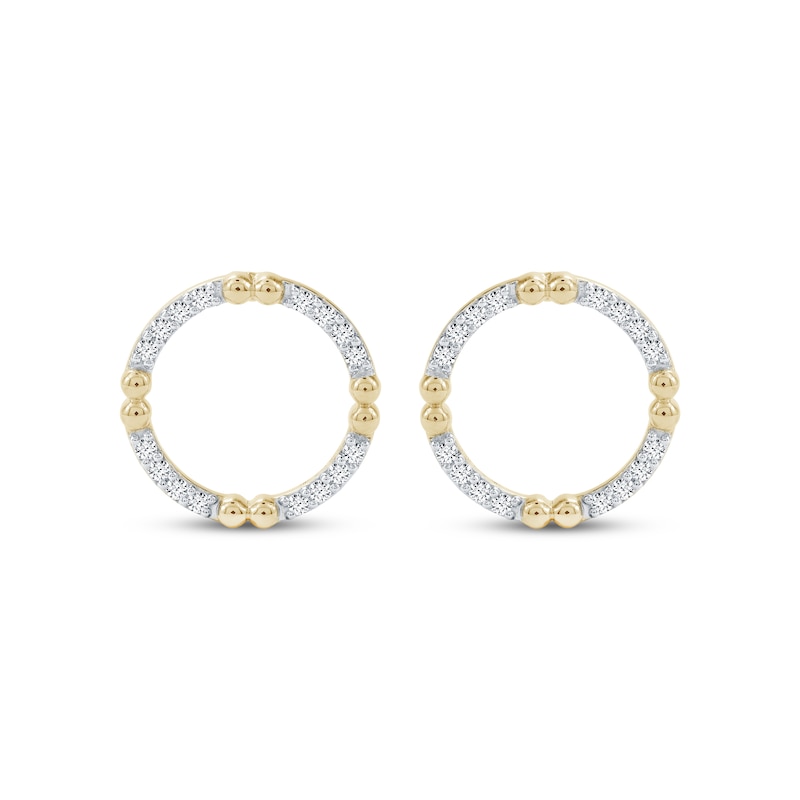 Main Image 2 of Diamond Open Circle Bead Earrings 1/6 ct tw 10K Yellow Gold