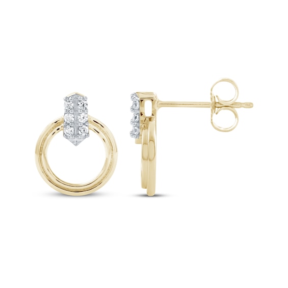 Diamond Doorknocker Earrings 1/15 ct tw 10K Yellow Gold