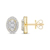 Thumbnail Image 2 of Multi-Diamond Oval-Frame Stud Earrings 1/4 ct tw 10K Yellow Gold