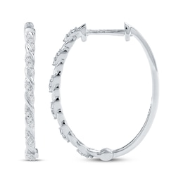 Diamond Twist Hoop Earrings 1/10 ct tw 10K White Gold