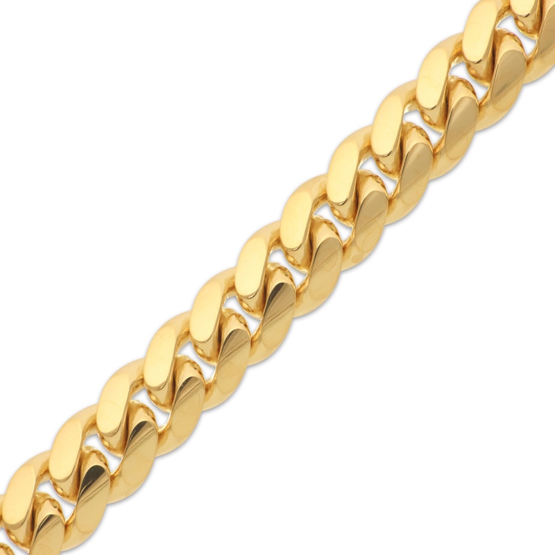 Solid Miami Cuban Curb Chain Bracelet 10.23mm 14K Yellow Gold 9