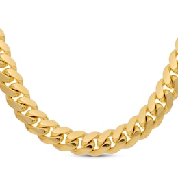 Solid Miami Cuban Curb Chain Necklace 9.24mm 10K Yellow Gold 24&quot;