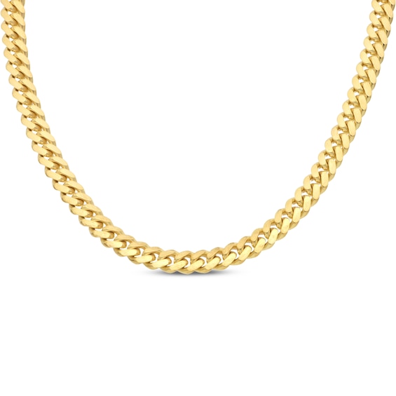Solid Miami Cuban Curb Chain Necklace 6.93mm 10K Yellow Gold 22"
