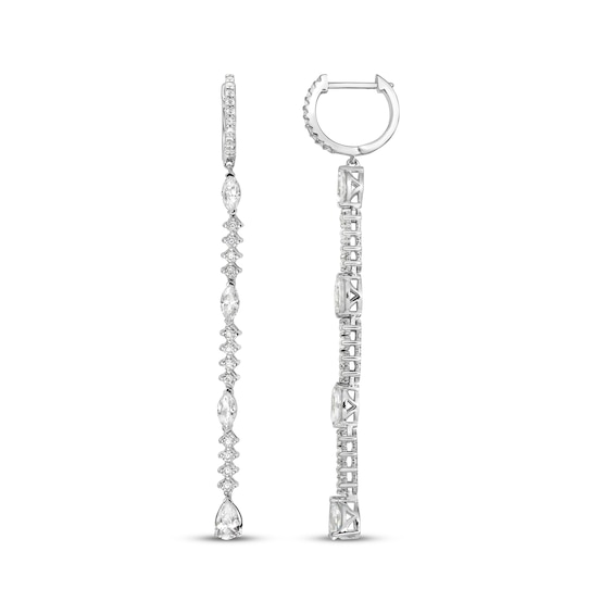 Marquise & Round-Cut Diamond Hoop Drop Earrings 1-1/2 ct tw 14K White Gold
