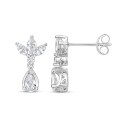 Pear, Marquise & Round-Cut Diamond Dangle Earrings 1 ct tw 14K White Gold