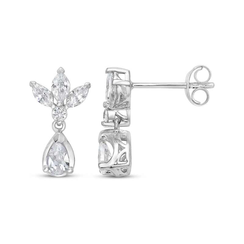 Main Image 1 of Pear, Marquise & Round-Cut Diamond Dangle Earrings 1 ct tw 14K White Gold