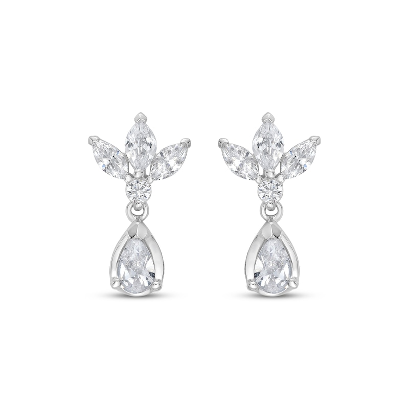 Main Image 2 of Pear, Marquise & Round-Cut Diamond Dangle Earrings 1 ct tw 14K White Gold